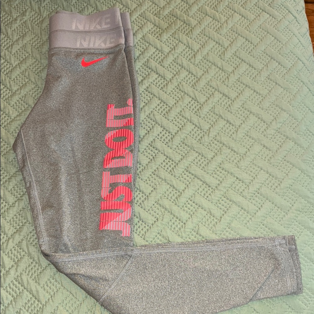 Nike Gray and Pink Leggings Athletic Fit